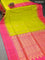 Pure soft silk saree lime green and dual shade of pinkish orange with annam zari woven buttas and zari woven simple border