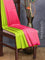 Pure soft silk saree lime green and pink with allover zari weaves in borderless style