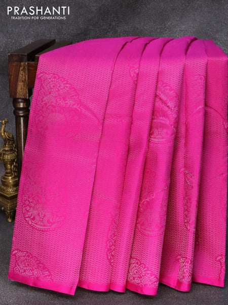 Pink Silver Tissue Kanjivaram Silk Half Saree Lehenga – ViBha