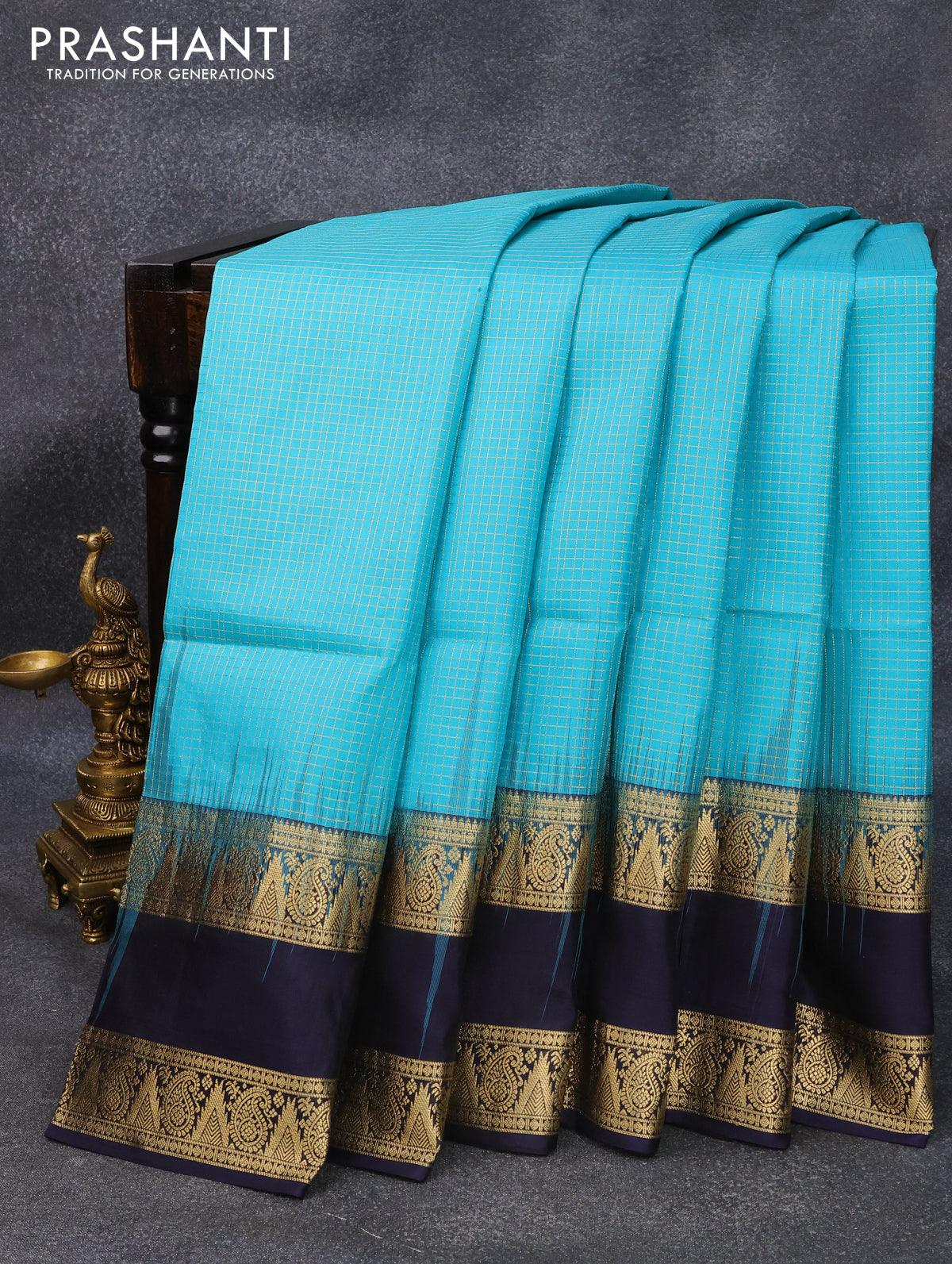 Buy Blue & Navy Blue - Semi Softsilk Saree online | Semi Softsilk from  ShrusEternity