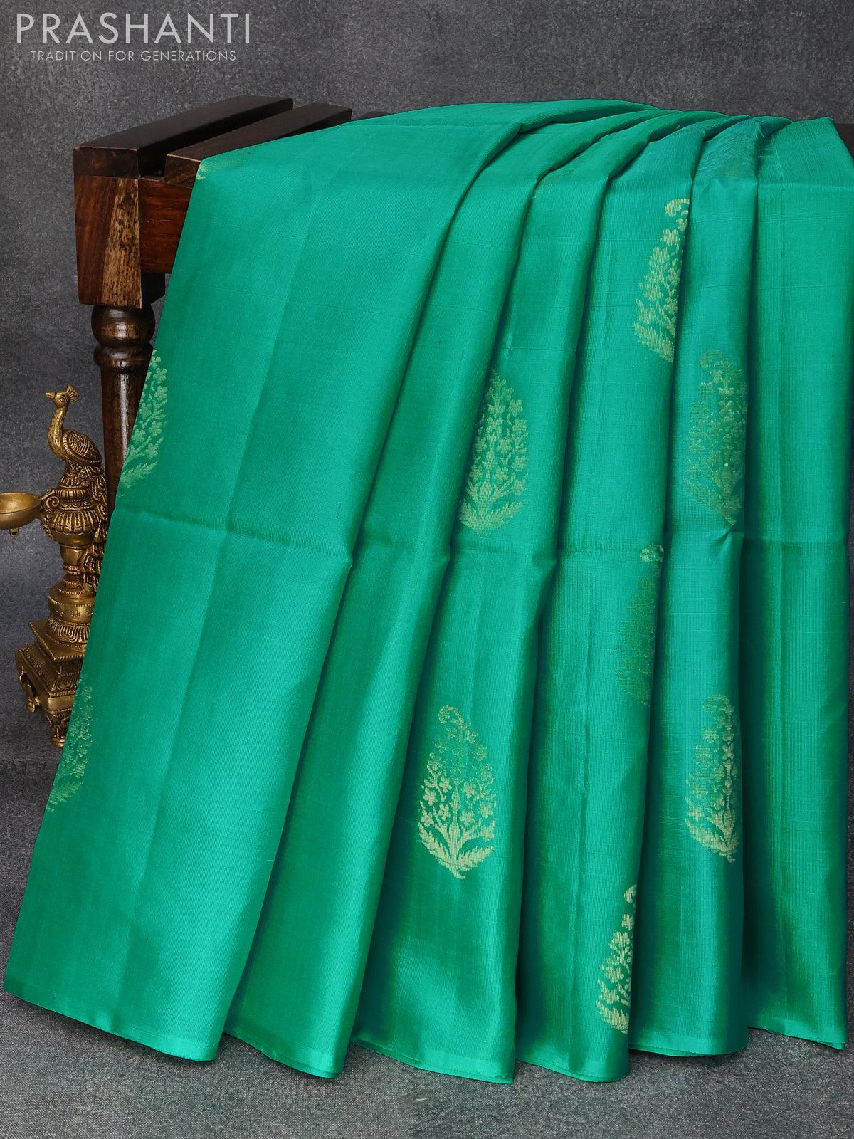 pure soft silk saree green and Orange colour , festive wear