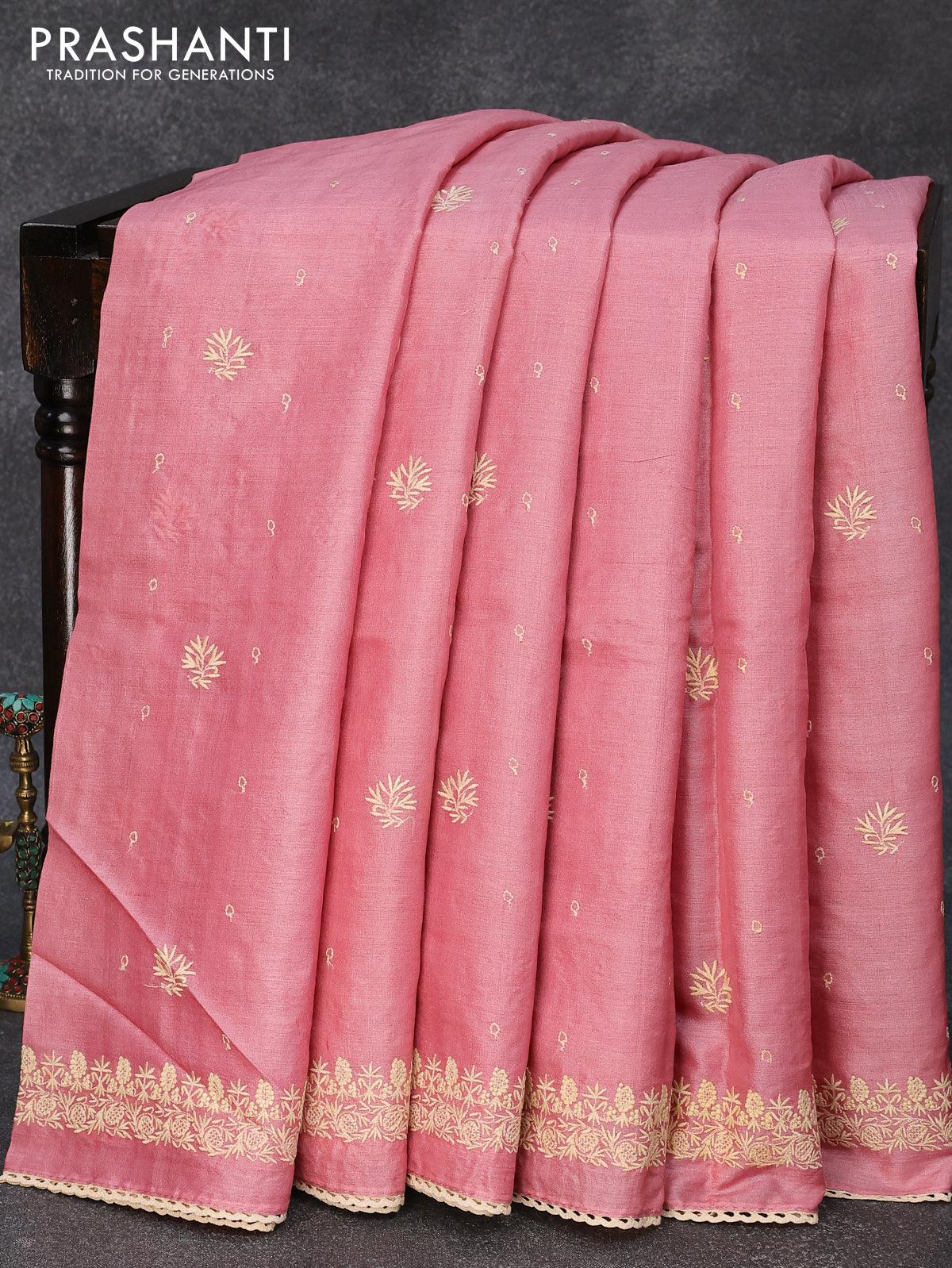 Cotton Linen Saree With Contrast Ikkat Blouse – Faburra