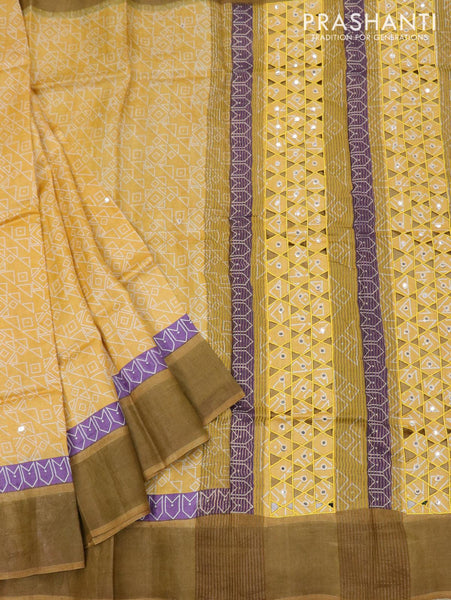 Best Yellow With Purple Pure Kanchipuram Silk Saree Online – www.kosigam.com