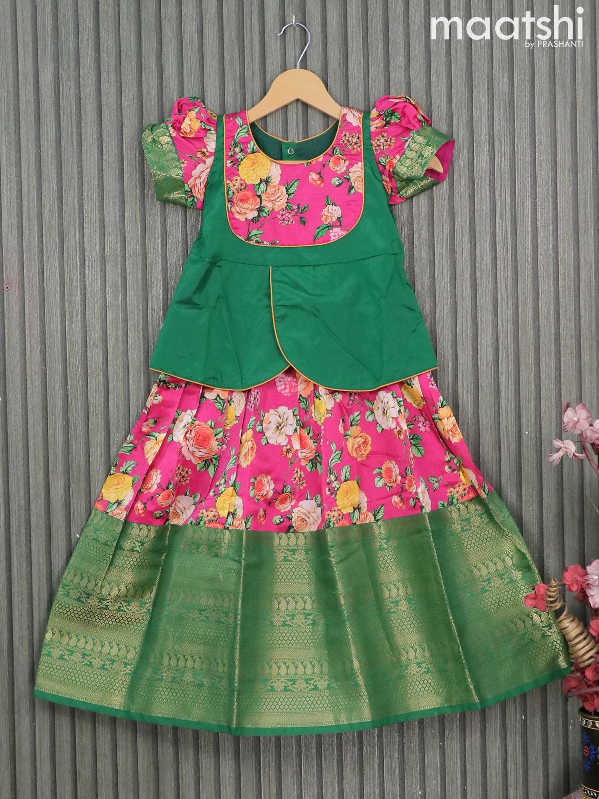 Green Embroidered Kids Readymade Lehenga Choli 310KW03