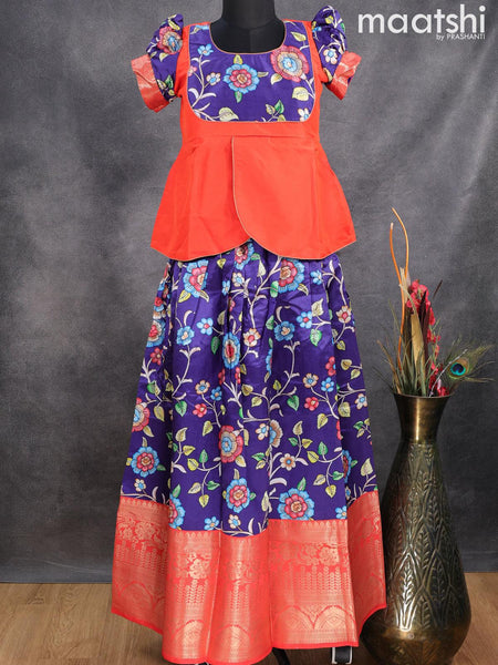 Pumpkin Orange Embroidered Lehenga Set For Girls Design by Sheetal Batra -  Kids at Pernia's Pop Up Shop 2024