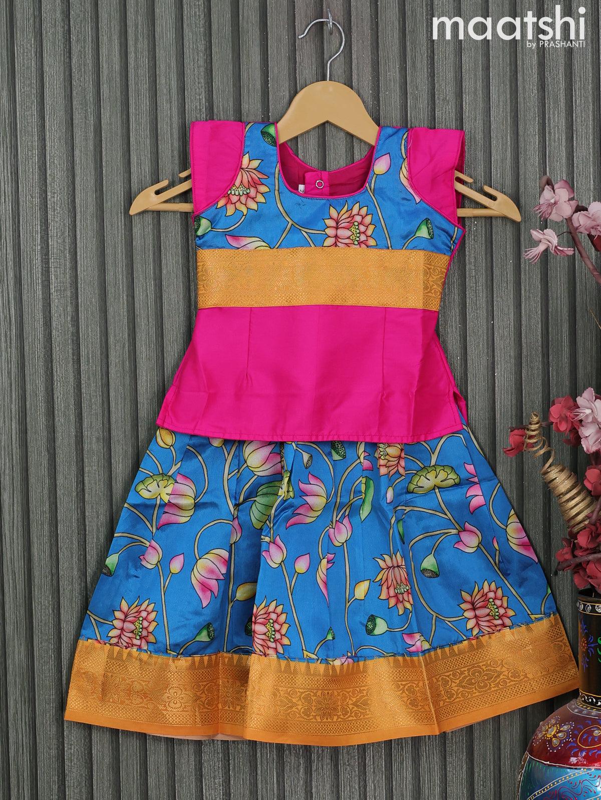 Buy Red Chinon Patola Pattern Lehenga Set For Girls by Apricot kids Online  at Aza Fashions.