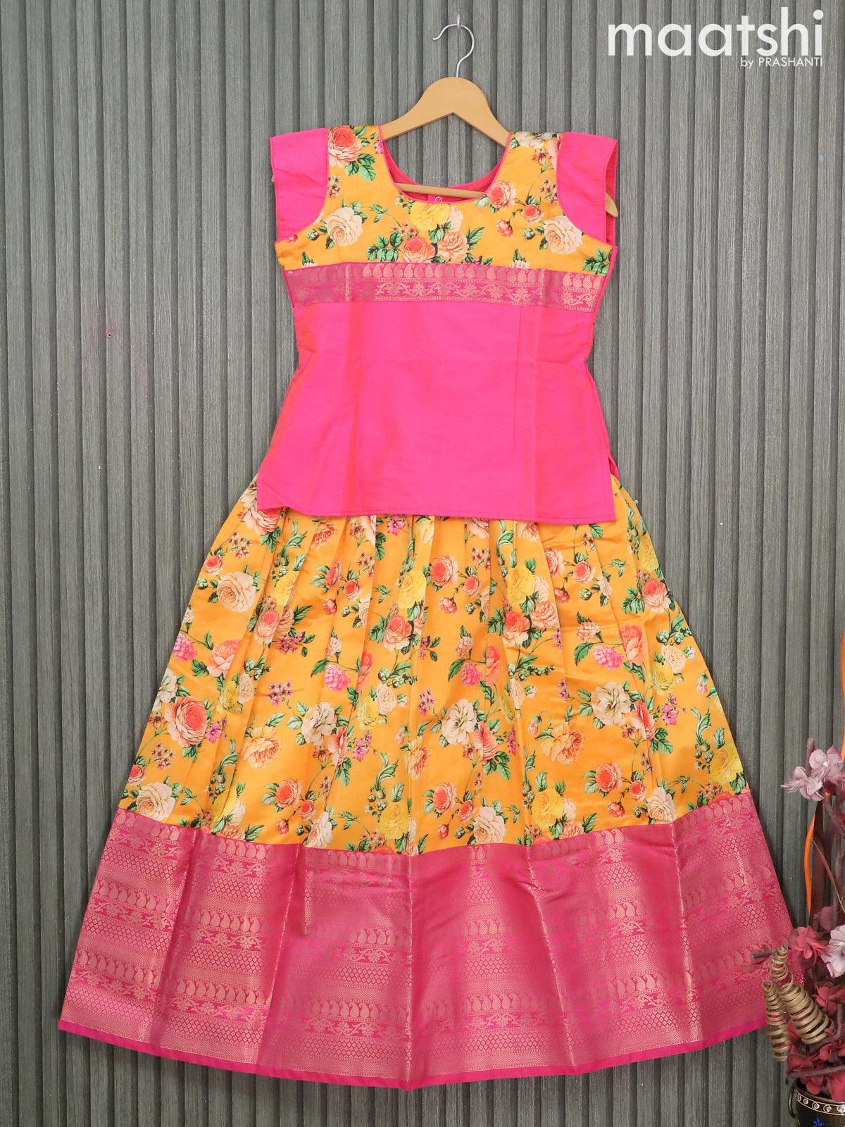 Green and Peach Floral Embroidered Lehenga Choli For Girls Design by Fayon  Kids at Pernia's Pop Up Shop 2024