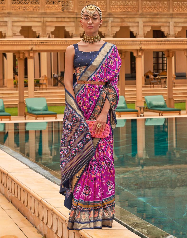 Silk Single Ikat Patola Saree – AMOUNEE - Handloom & Handicraft