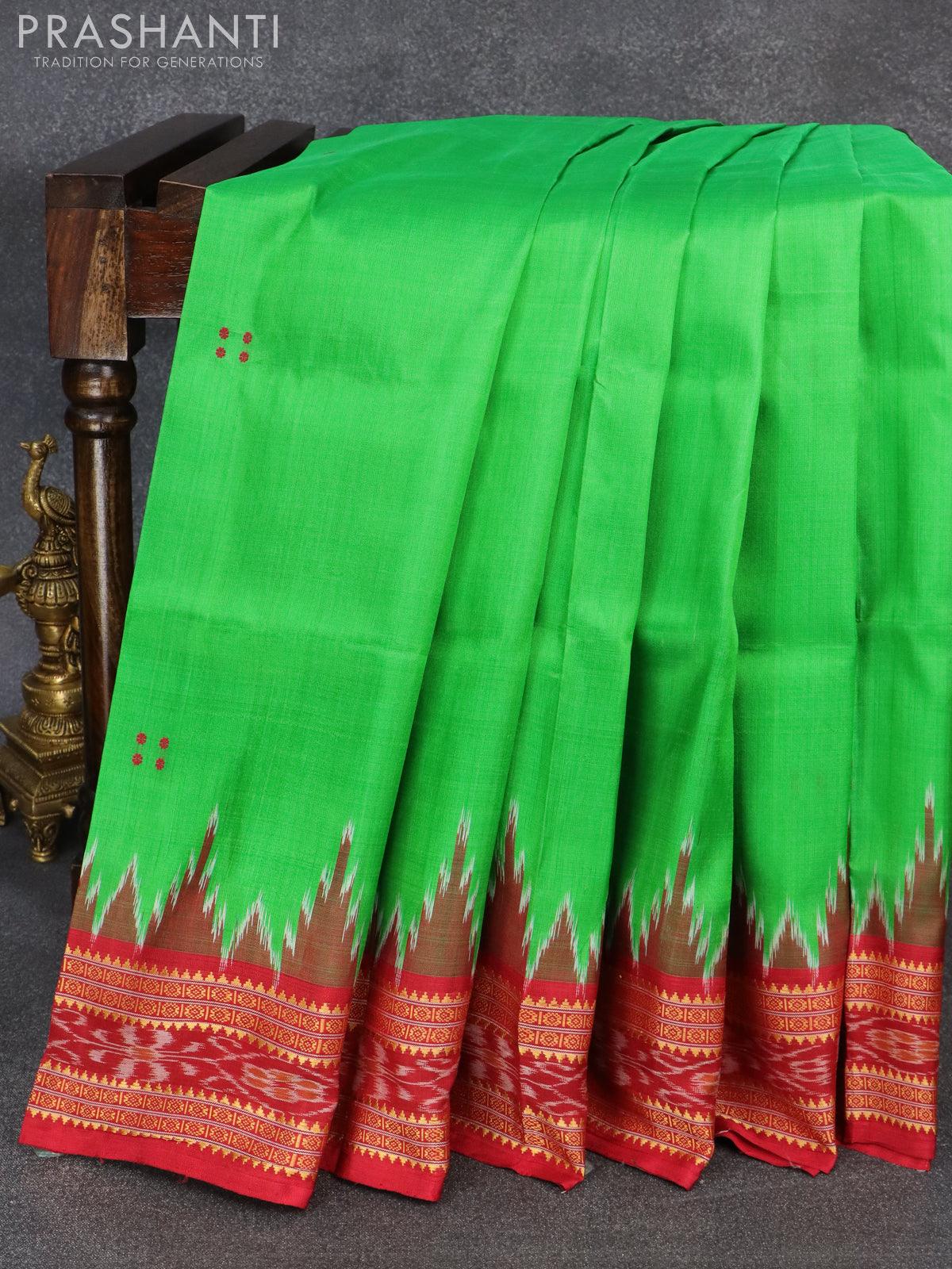 Buy Pritisree Women Tussar Ghicha Silk Odisha Sambalpuri Ikat Temple Border  Pallu Saree With Blouse Piece Online at Best Prices in India - JioMart.