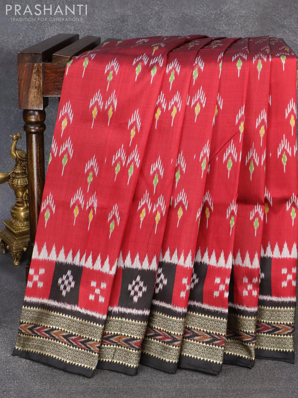 Buy BTHIKIRI Odisha Sambalpuri Handloom Ikat Traditional Women's Cotton  Saree Without Blouse Pic (Black,Brown, BTHI 4624) at Amazon.in