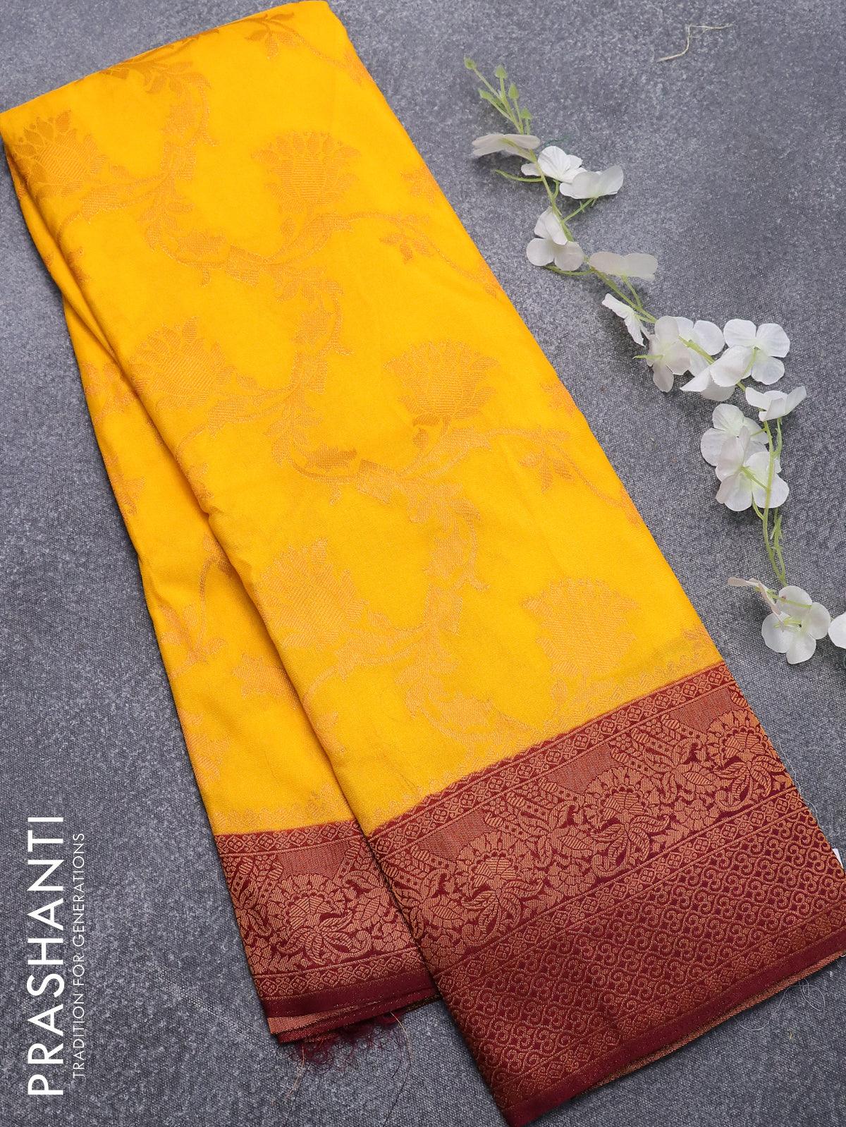 Yellow Pure Crepe Woven Saree | Taneira Online Store