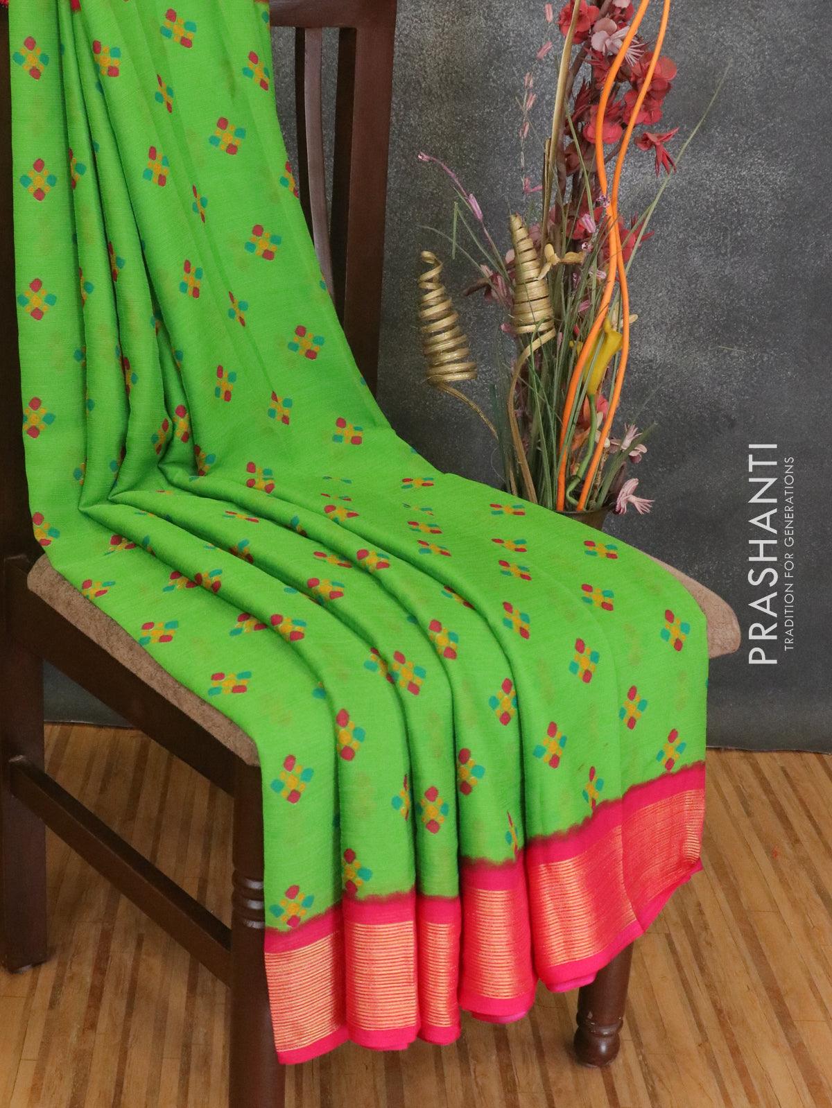 Digital Printed Chiffon Saree in Teal Green : SSF21080