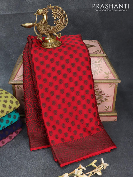 Buy Daily Wear Red Printed Work Pure Crepe Saree Online From Surat  Wholesale Shop.