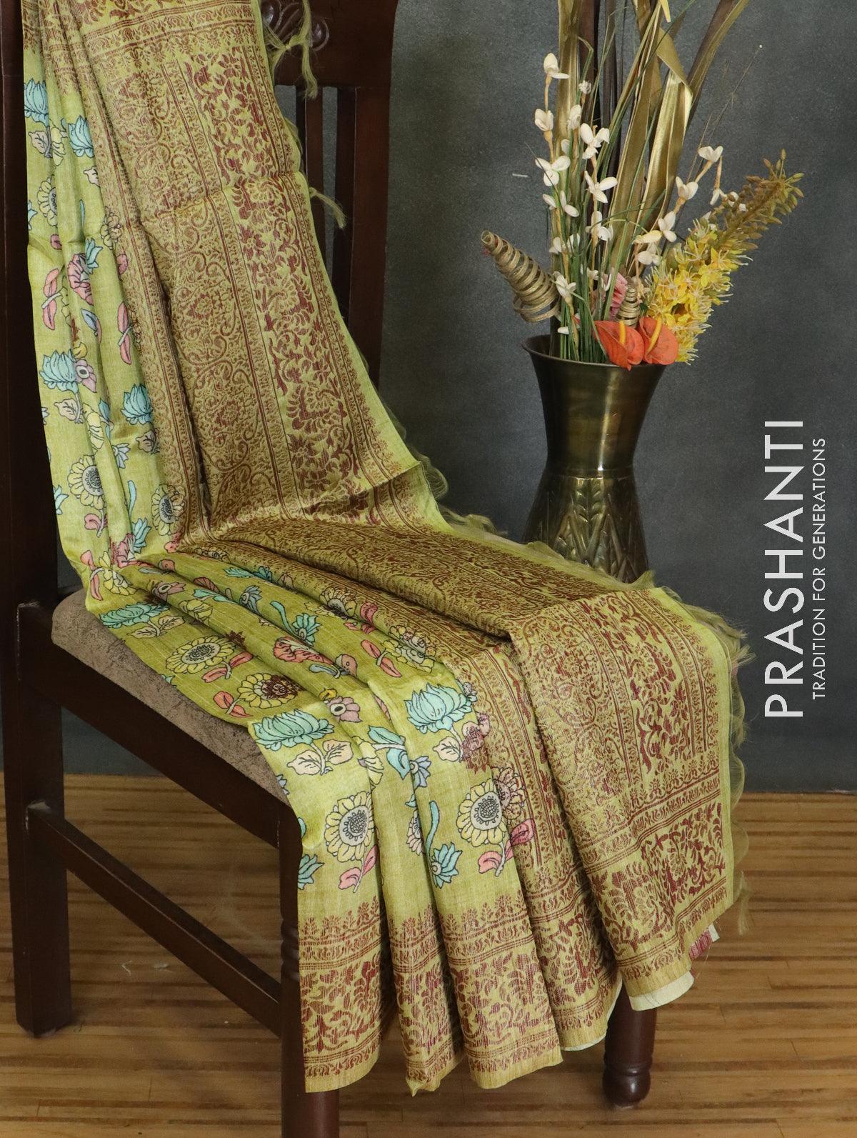 Green Semi Jute Silk Saree | Seematti