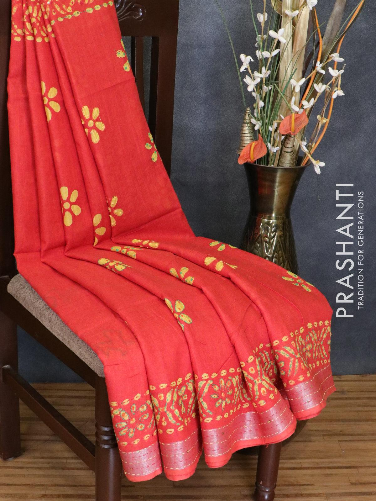 Tissue linen saree teal green with thread woven buttas and thread woven  border at 155000 by Prashanti – Prashanti Sarees