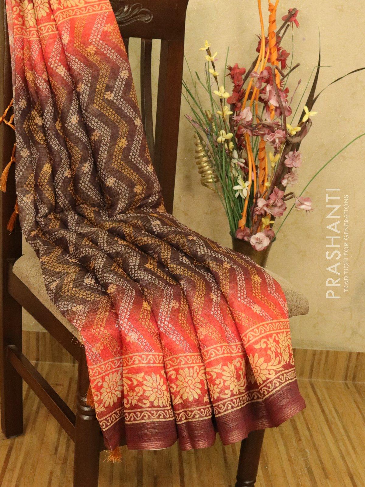 Soft Paithani Silk Saree with All Over Floral Print - dvz0003338