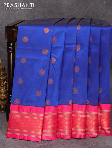 Semi paithani silk saree dual shade of bluish maroon and red with allo –  Cherrypick