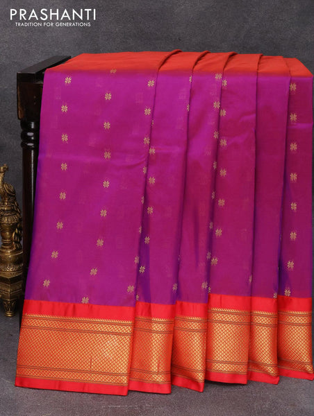 Semi paithani silk saree olive green and red with allover paisley zari –  Cherrypick