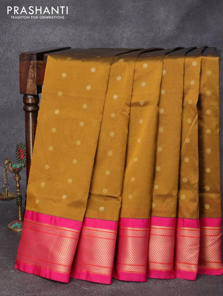 Pine Green Semi Paithani Silk Saree With Heavy Pallu