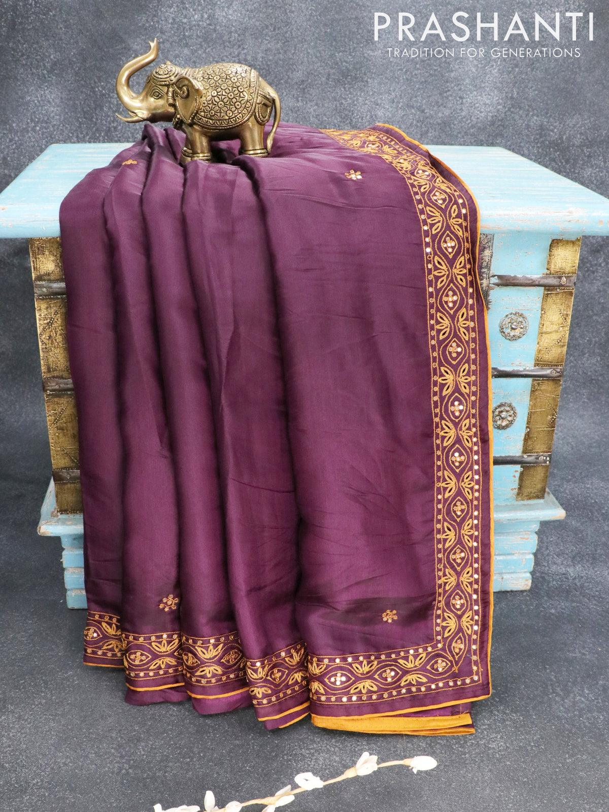 HEAVY JAPAN SATIN SAREE WITH FANCY LACE BORDER