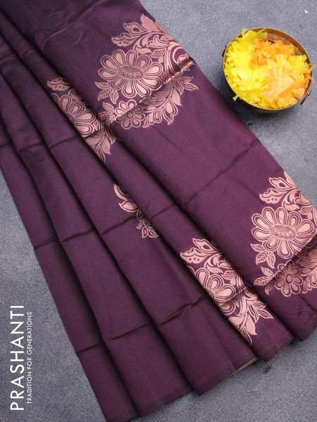 Borderless Kanjivaram Saree in Rust And Jamun Colour-1033 - Sri Sagunthalai  Silks