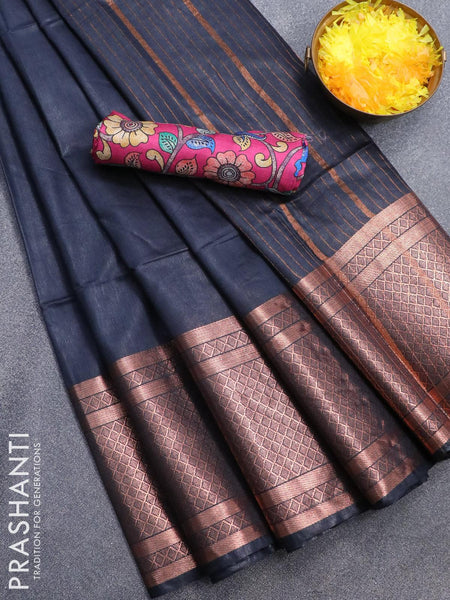 Beige Black Hand Painted Pure Plain Pure Silk Mark Certified Tussar Si –  Dailybuyys