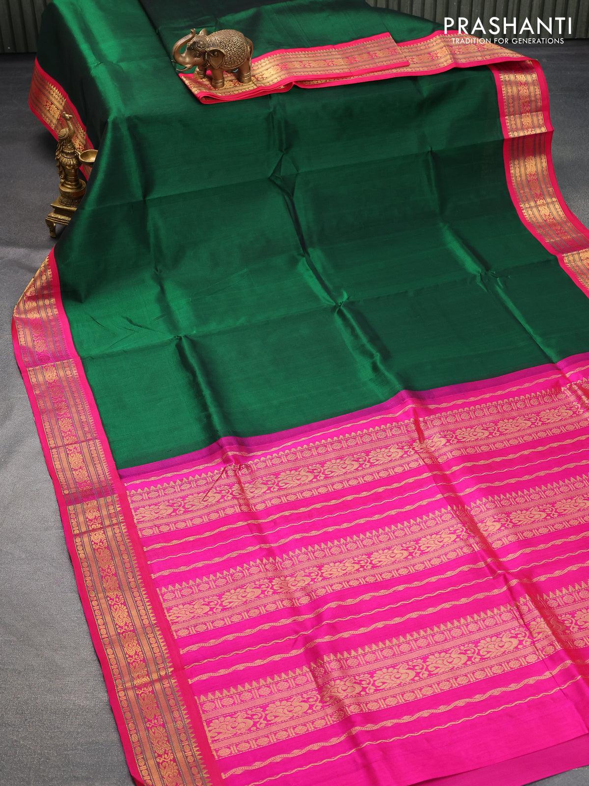 Buy Pure Silk Banarsi Lime Green and Rani Pink Saree / SILK MARK/ Free  Shipping in US Online in India - Etsy