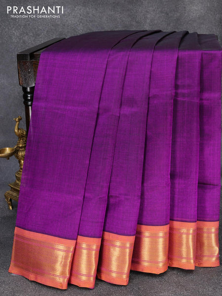 Handloom Purple Pure Katan Silk Banarasi Saree With Kadhwa Border And –  WeaverStory