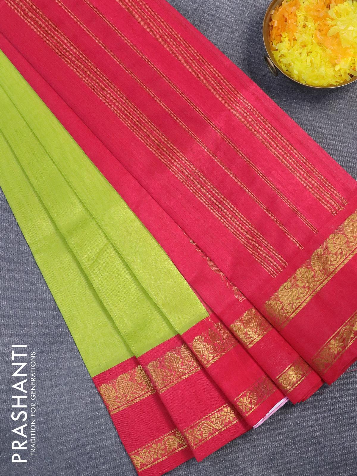 Silk cotton saree dual shade of pink and grey with allover vairaosi pa –  Cherrypick