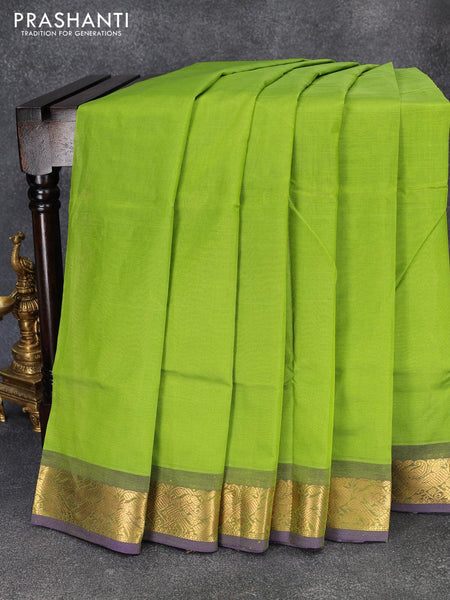 Silk cotton block printed partly saree parrot green and pink with anna –  Cherrypick