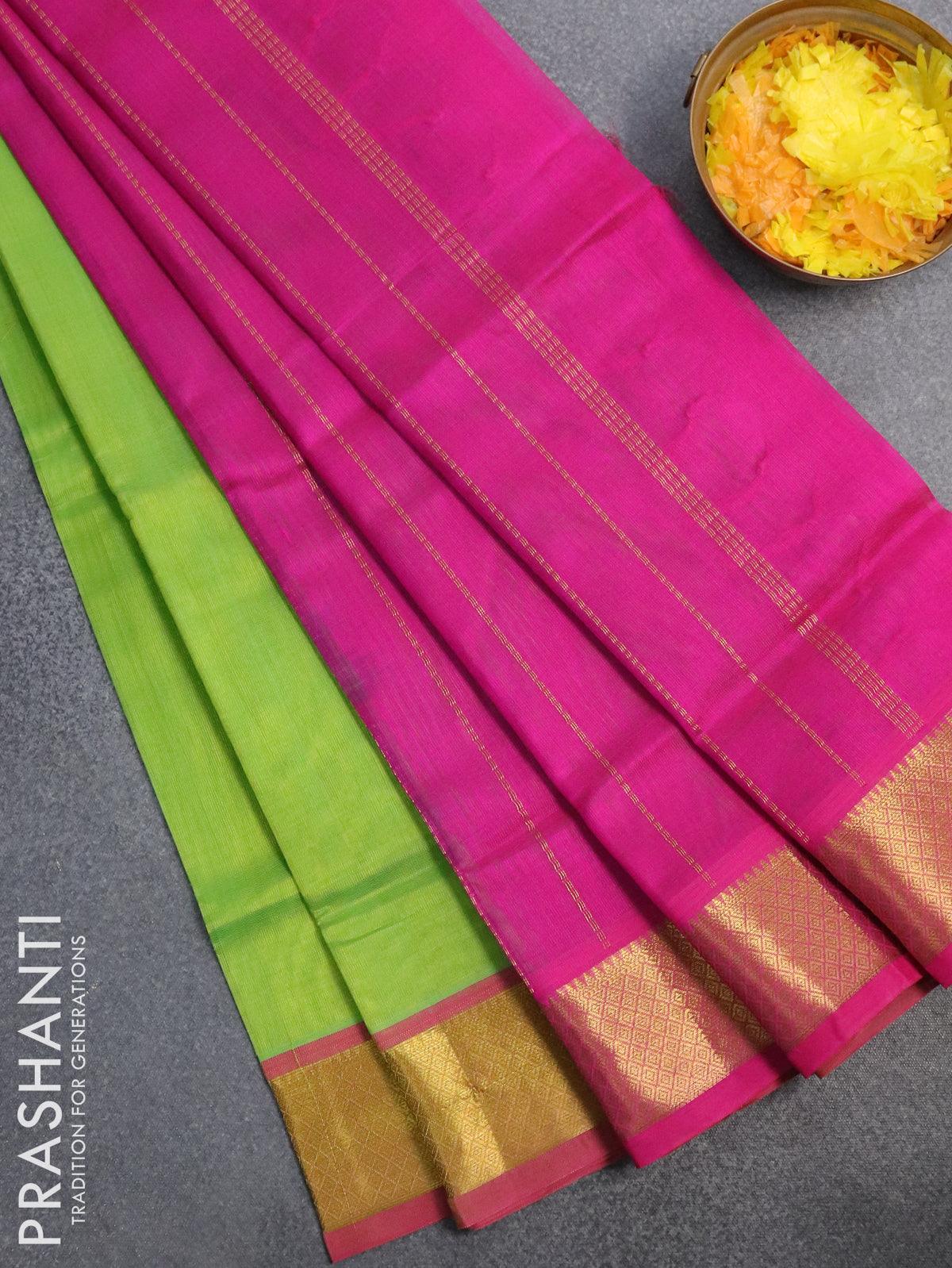 Buy Mint Green And Pink Banarasi Saree online-Karagiri