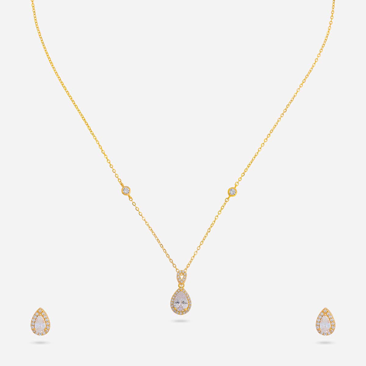 92.5 Silver Pendant with Chain and Earring Set 194625