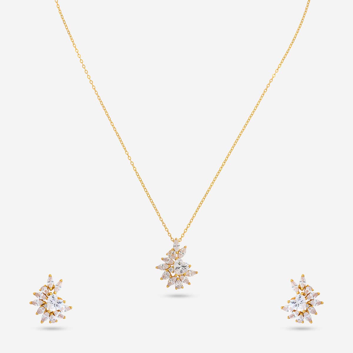 92.5 Silver Pendant with Chain and Earring Set 194801