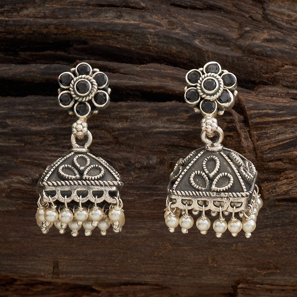 Amazon.com: Saissa Silver Plated Oxidised Metal Bollywood Lightweight Small  Jhumka Boho Earrings Indian Jewelry for Girls and Women, Black: Clothing,  Shoes & Jewelry