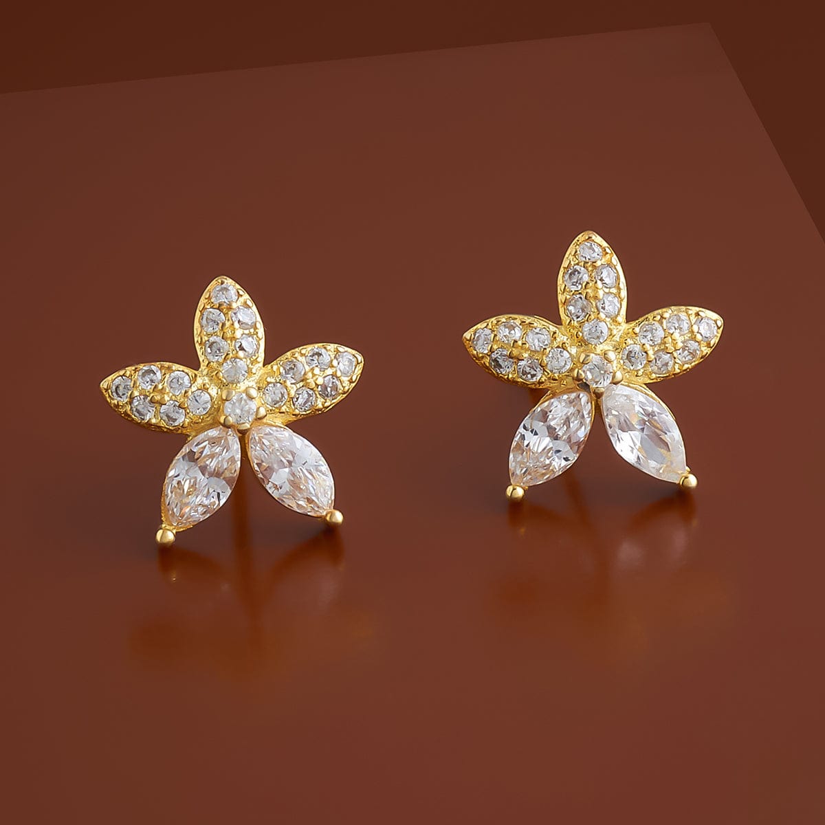 Buy Kushal's Fashion Jewellery 92.5 Silver Stud Earrings with Swiss Signity  Marcasite Gemstone Embedded On Floral Design Engraves and Highlighted with  A Pearl for Casual Look at Amazon.in