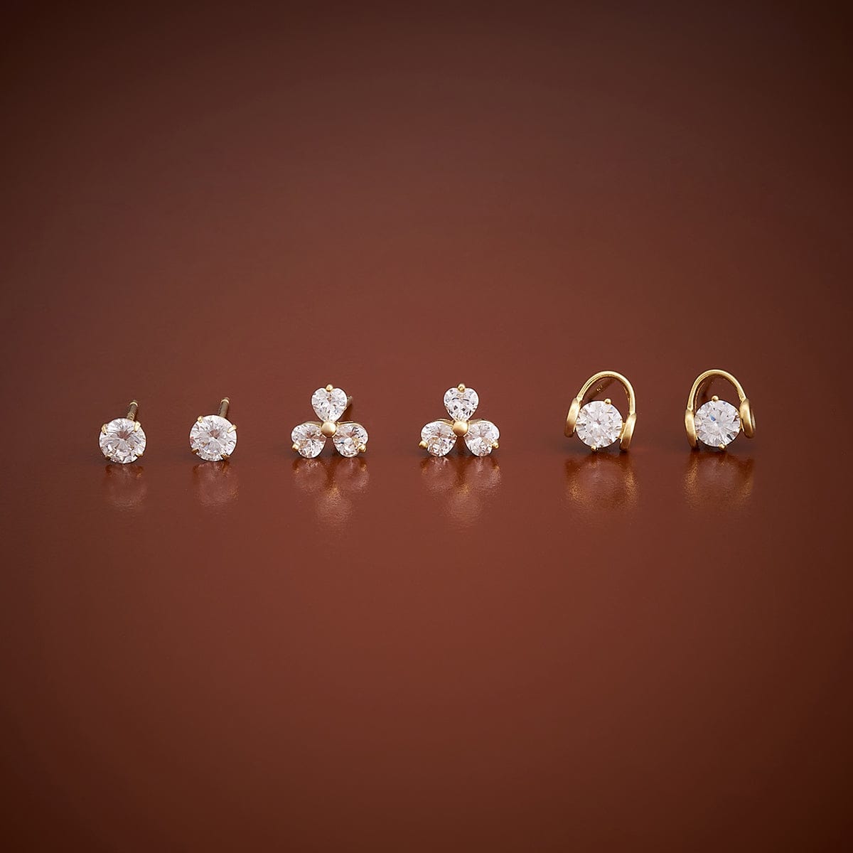 White Stone Encrusted 22 KT Gold Studs