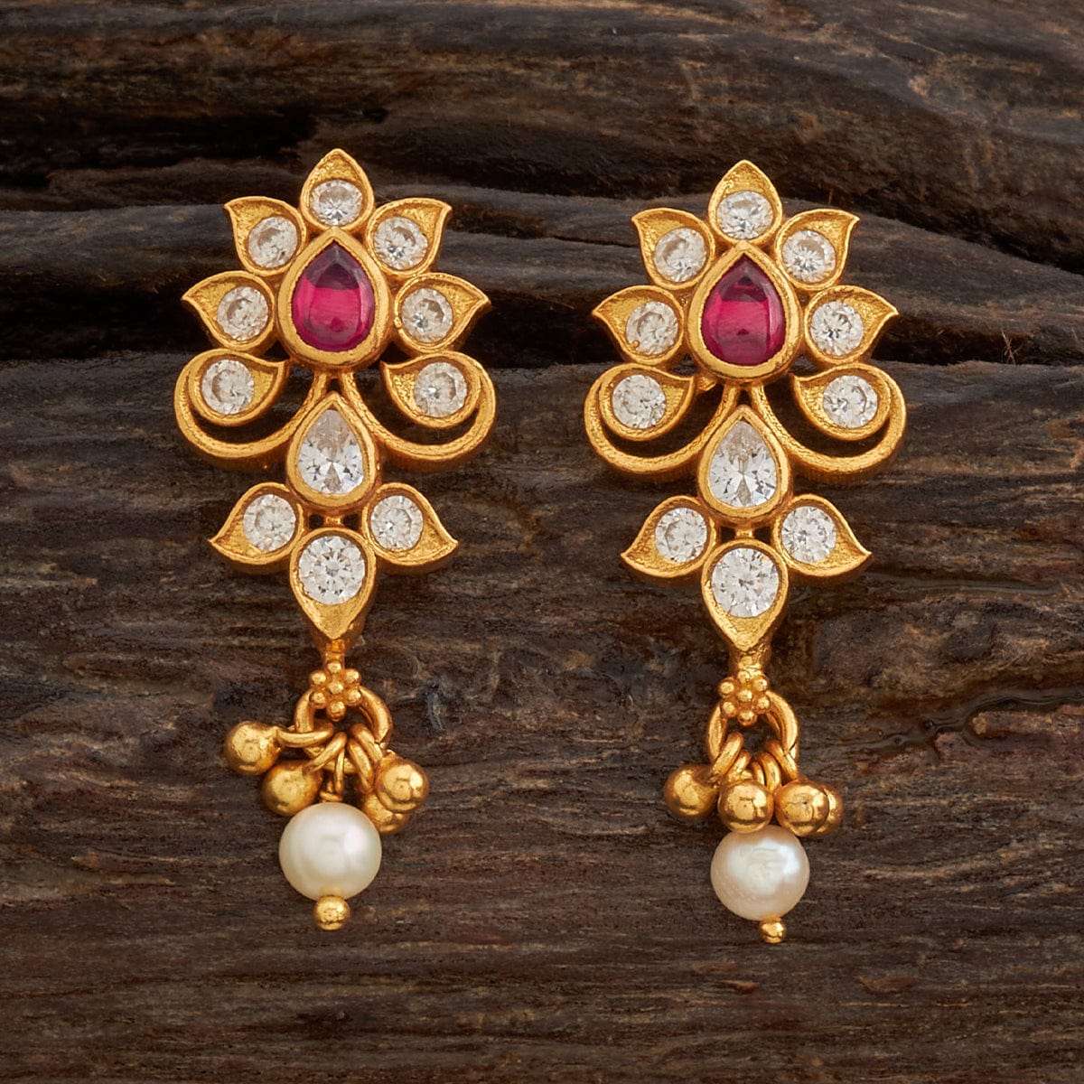 Buy Sparkling White Stone Gold Earrings |GRT Jewellers