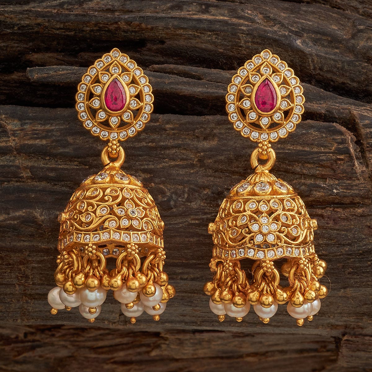 Majestic Bridal Gold Traditional Big Temple Jhumka Earrings - Antique Jewelry  Designs J26132