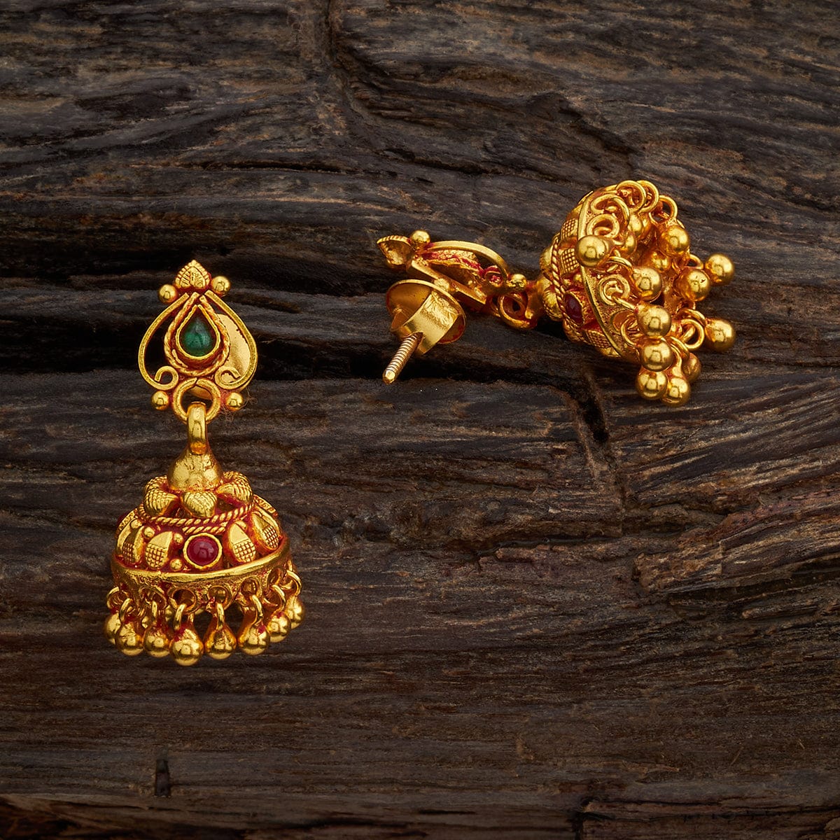 Dazzling Gold Temple Chandbali Earrings – Curio Cottage