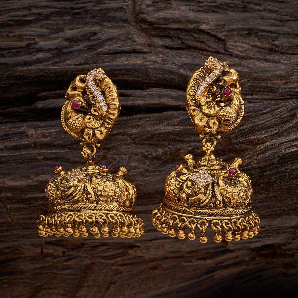 Buy Antique Temple Earring With Matte Gold Plating 205373 | Kanhai Jewels
