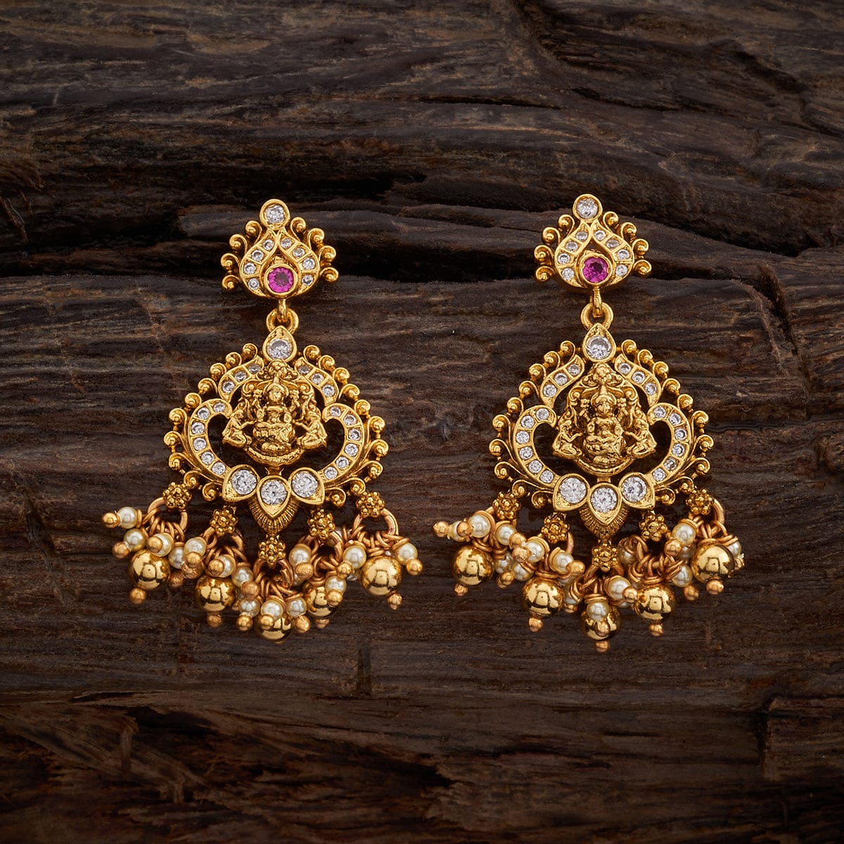 STE02-Pachi Kundan Chandbali Earrings - Sreya Trends LLC