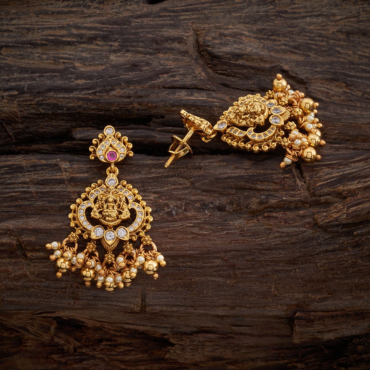 Twinkling Gold Plated Antique Lord Ganesh Temple Earrings - South India  Jewels