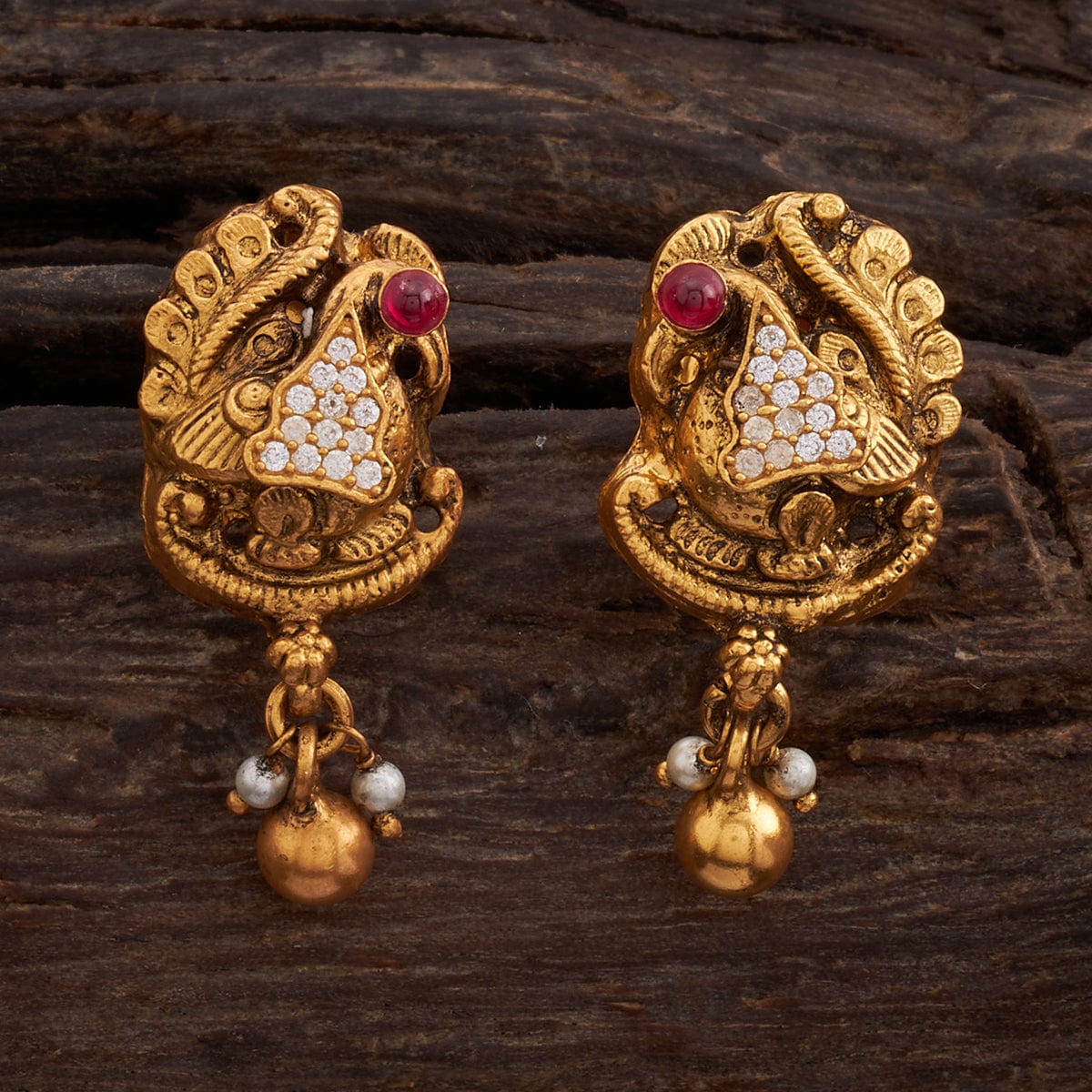 Buy South Indian Mango Design Antique Temple Gold Earrings