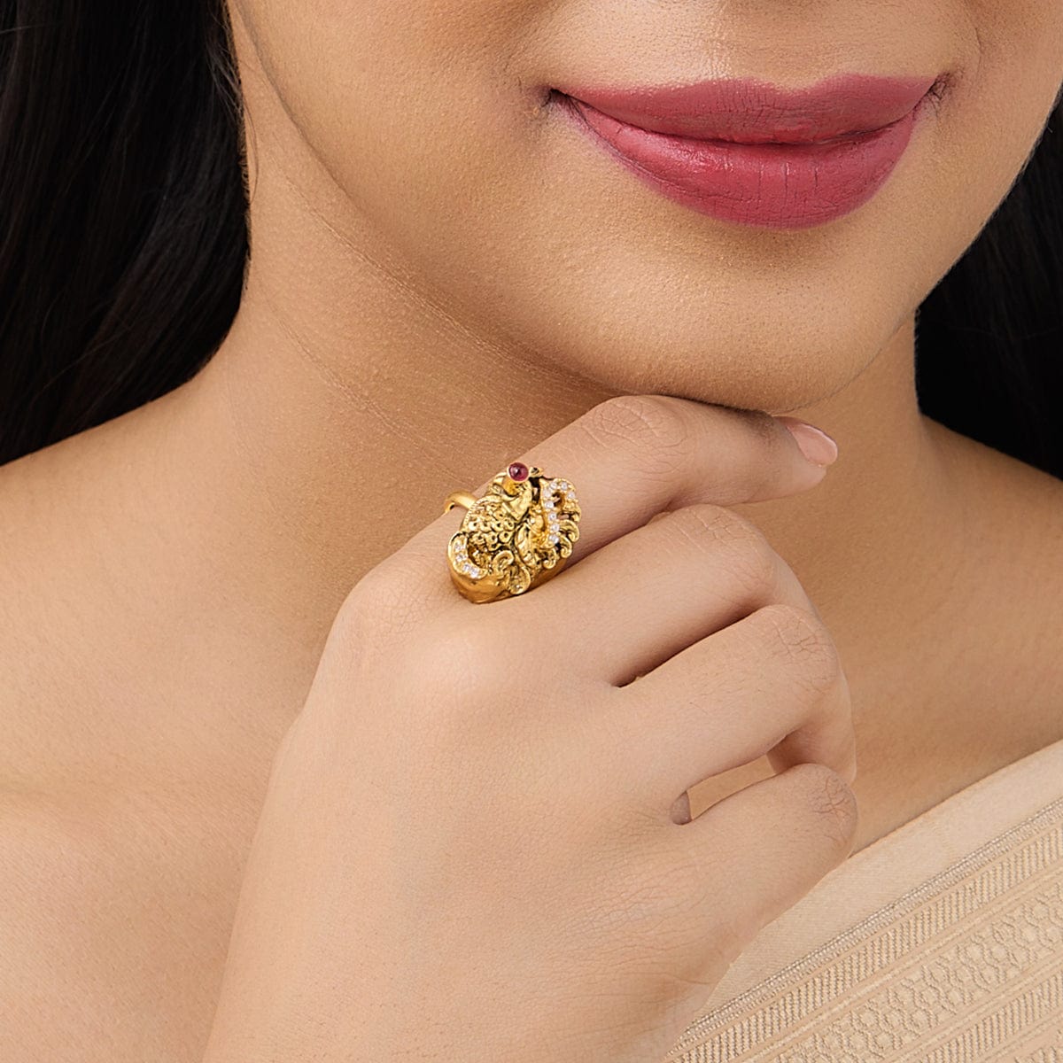 100 % Golden Morir Gold Plated Brass Goddess Lakshmi Finger Ring, Weight: 2  Gram at Rs 35/piece in Jaipur