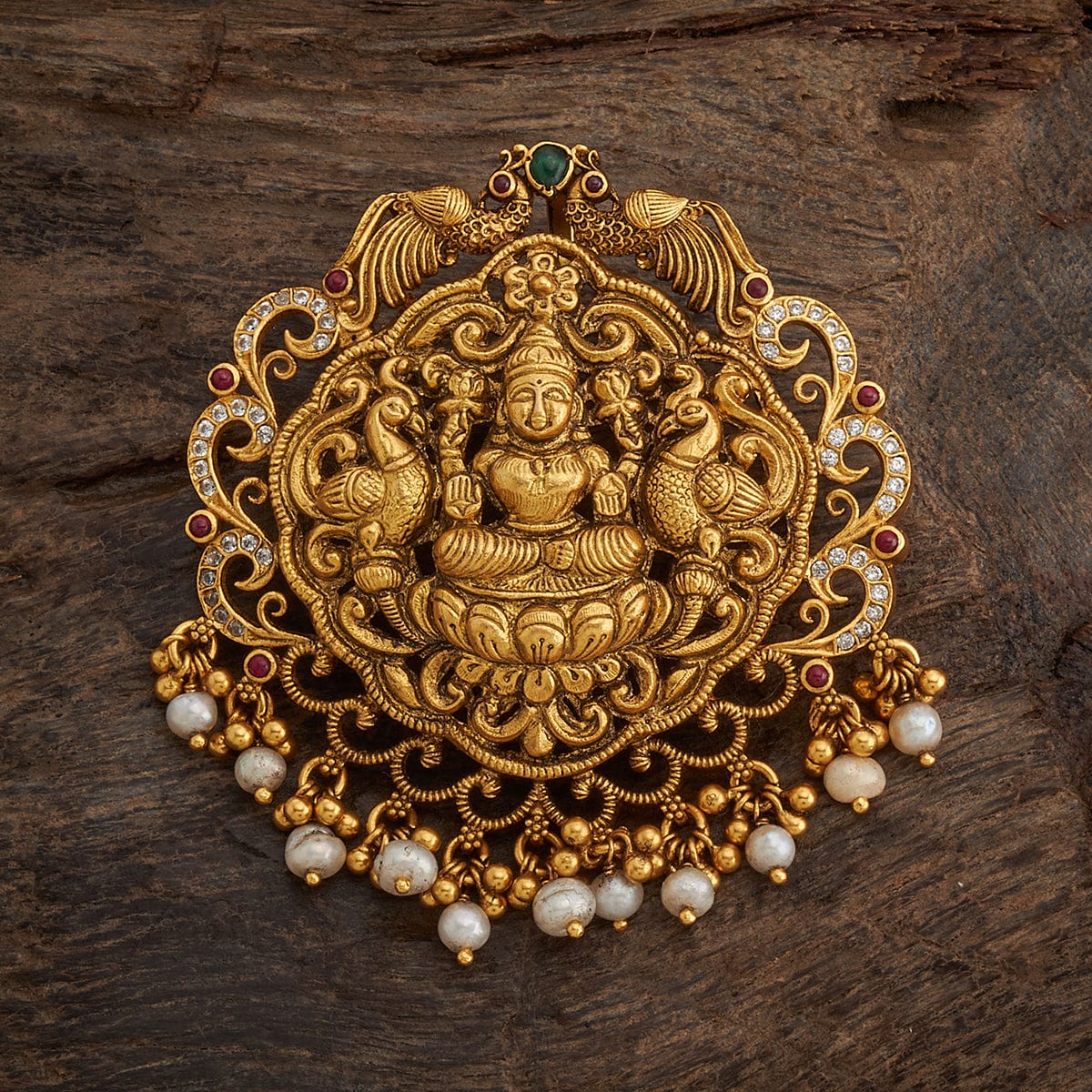 Antique gold hot sale lakshmi pendant