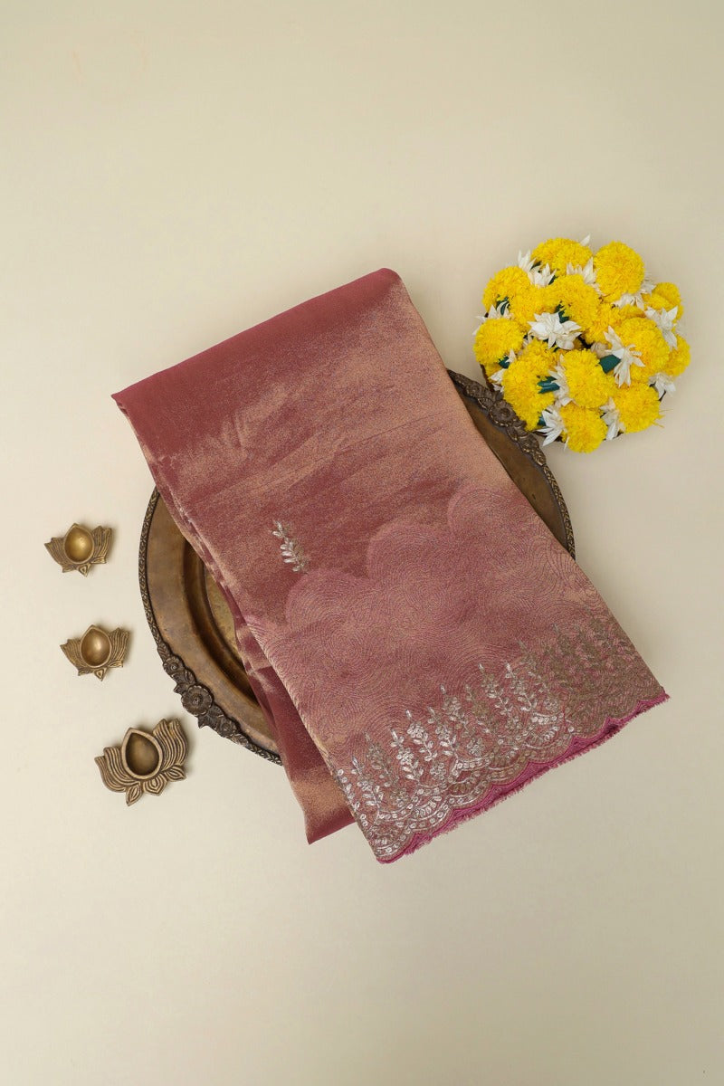 Designer Tissue Georgette Gold Peach Saree