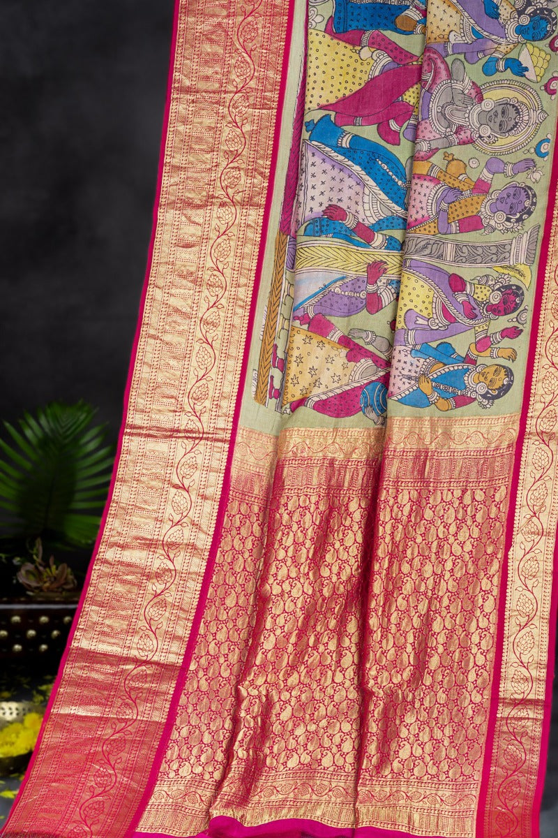 Kanchi Kalamkari Multi-Colour Saree