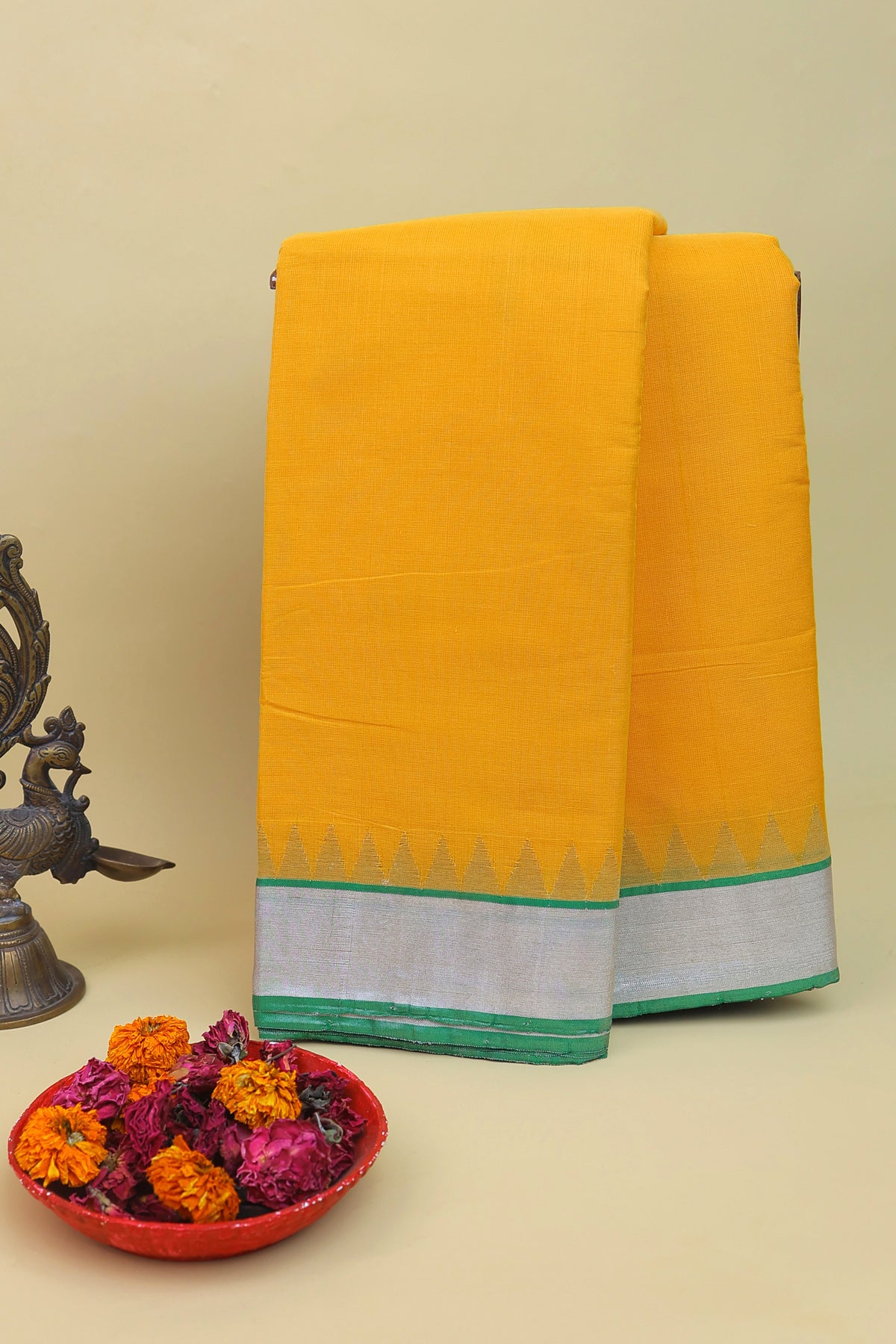 Khaadi Cotton Yellow Saree