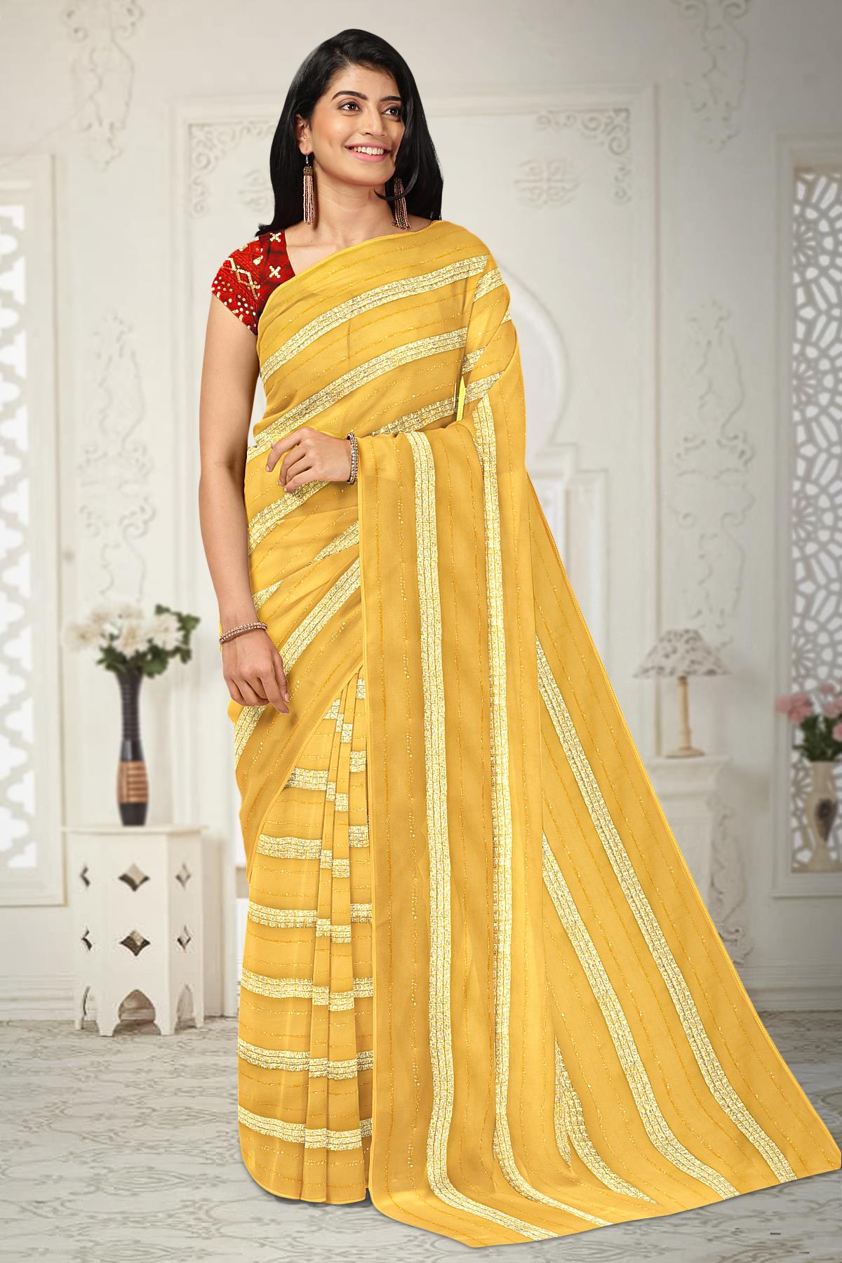 Get online Fancy Designer Women's Chiffon Saree – Lady India