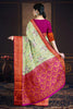 LIGHT GREEN and PURPLE FLORALS SILK Saree with FANCY